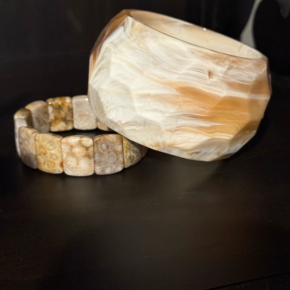 Marbled Stone Bangle Bracelet Set